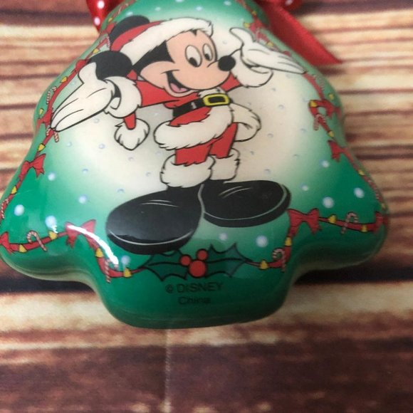 Vintage Disney Christmas Tree Shaped Ornament Santa Claus Mickey Mouse - Picture 3 of 5